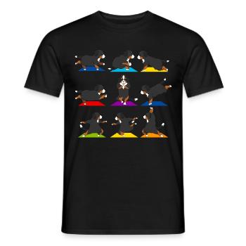 Funny Bernese Mountain Dog Yoga Sport - Men's T-Shirt - black - Front - AI Model Male 178 light (178cm)