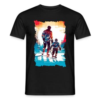 Vater und Sohn Eishockey Vatertags Geschenk - Männer T-Shirt - Schwarz - Vorne - AI Model Male 178 light (178cm)