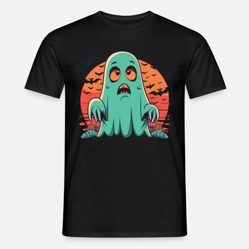 gruseliger Geist im Retro Stil - Männer T-Shirt - Schwarz