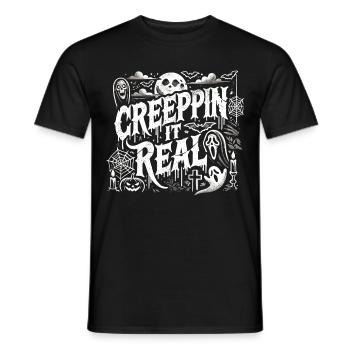 Creepin' It Real - Dunkles Gruseliges Halloween - Männer T-Shirt - Schwarz - Vorne - AI Model Male 178 light (178cm)