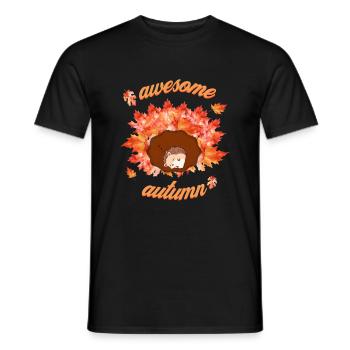 Herbst Igel schläft im Laub, awesome autumn - Männer T-Shirt - Schwarz - Vorne - AI Model Male 178 light (178cm)