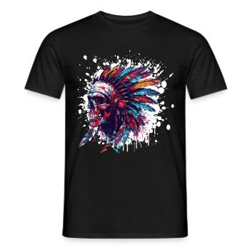 Crâne de chef indien - T-shirt homme - noir - Devant - AI Model Male 178 light (178cm)