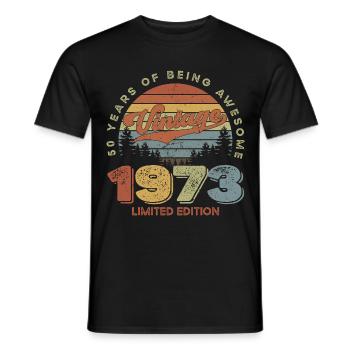 birthday, vintage, born, - Men's T-Shirt - black - Front - AI Model Male 178 light (178cm)
