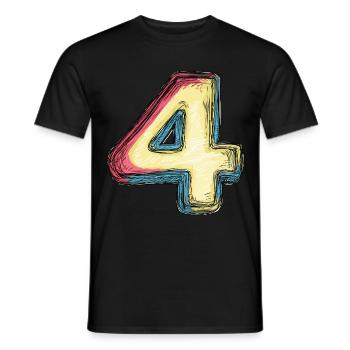 4 Zahl Bunt - Männer T-Shirt - Schwarz - Vorne - AI Model Male 178 light (178cm)