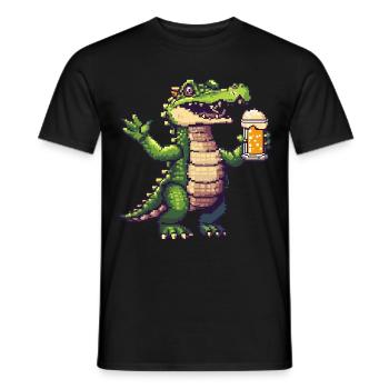 Alligator Pixel Bier - Männer T-Shirt - Schwarz - Vorne - AI Model Male 178 light (178cm)