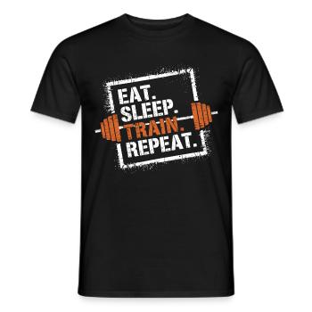 Eat Sleep Train Repeat – Entraînement physique et musculation - T-shirt homme - noir - Devant - AI Model Male 178 light (178cm)