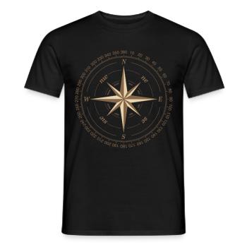 Kompass Outdoor Wandern Camping - Männer T-Shirt - Schwarz - Vorne - AI Model Male 178 light (178cm)