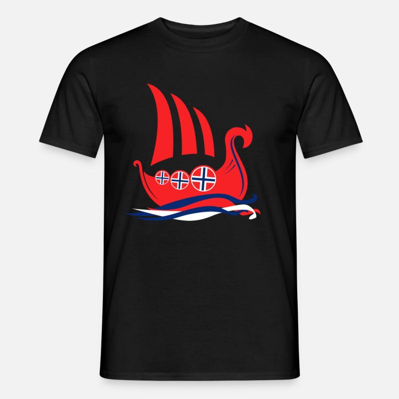 Wikinger Schiff Drachenschiff Norwegen - Männer T-Shirt - Schwarz