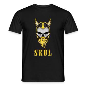 Viking Skull Skol Helmet - Men's T-Shirt - black - Front - AI Model Male 178 light (178cm)
