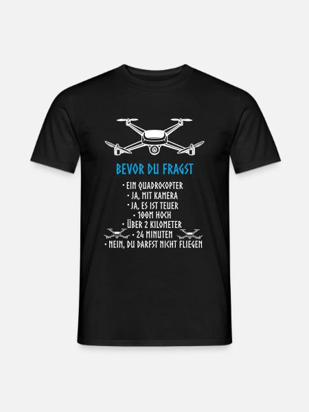 Drohne Design Pilot Modellbauer Quadrocopter - Männer T-Shirt - Schwarz
