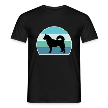 Ostsibirische Laika Dog Silhouette Vintage Sonnenuntergang - Männer T-Shirt - Schwarz - Vorne - AI Model Male 178 light (178cm)
