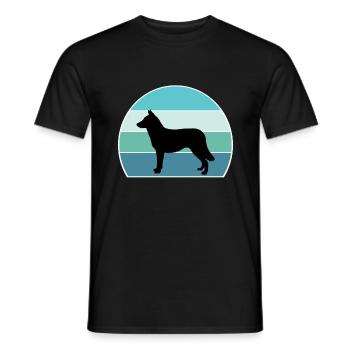Lapponian Herder Dog Silhouette Vintage Sonnenuntergang für - Männer T-Shirt - Schwarz - Vorne - AI Model Male 178 light (178cm)