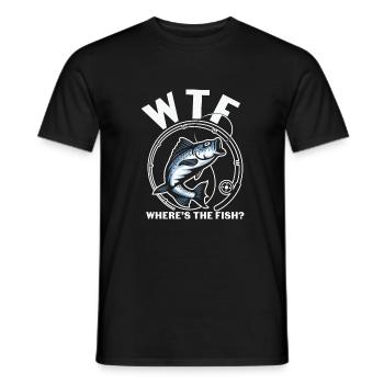 Citation de pêche Cadeau de pêche Drôle Où est le poisson? - T-shirt homme - noir - Devant - AI Model Male 178 light (178cm)