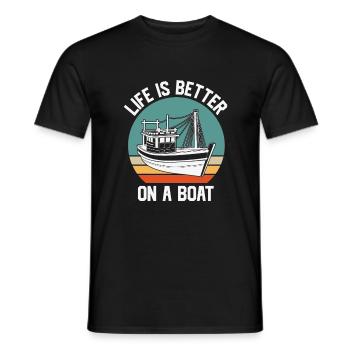 Fishing Quote Vintage Life is Better on A Boat - Men's T-Shirt - black - Front - AI Model Male 178 light (178cm)