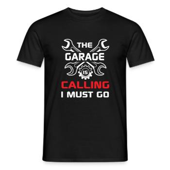 Citation mécanique Drôle mécanique | Le garage est Cal - T-shirt homme - noir - Devant - AI Model Male 178 light (178cm)