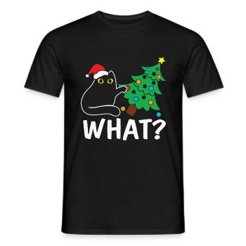 Cat Christmas Quote Black Cat Pushing Christmas Tr - Men's T-Shirt - black - Front - AI Model Male 178 light (178cm)