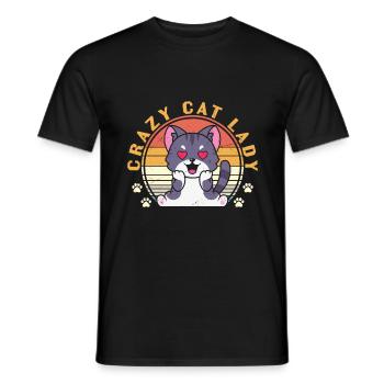 Drôle de chat Design Crazy Cat Lady - T-shirt homme - noir - Devant - AI Model Male 178 light (178cm)