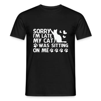 Citation de Noël de chat Désolé je suis en retard Mon chat était assis - T-shirt homme - noir - Devant - AI Model Male 178 light (178cm)