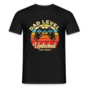 Gamer Zitat Dad Level Freigeschaltet Est 2022 - Männer T-Shirt - Schwarz - Vorne - AI Model Male 178 light (178cm)