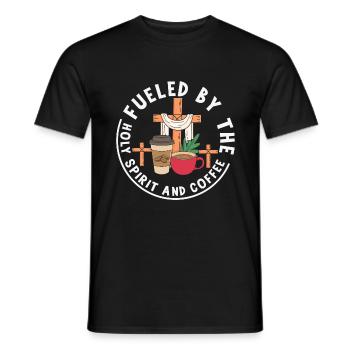 Citation de café alimentée par le Saint- et le café - T-shirt homme - noir - Devant - AI Model Male 178 light (178cm)
