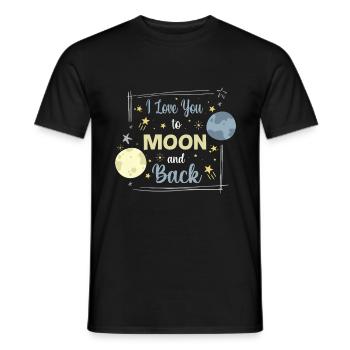 Valentine Quote I Love You To The Moon And Back - Men's T-Shirt - black - Front - AI Model Male 178 light (178cm)