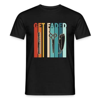 Citation de barbier Obtenez un barbier rétro fané - T-shirt homme - noir - Devant - AI Model Male 178 light (178cm)