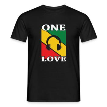Musik Zitat Rasta Reggae Musik Kopfhörer One Love - Männer T-Shirt - Schwarz - Vorne - AI Model Male 178 light (178cm)