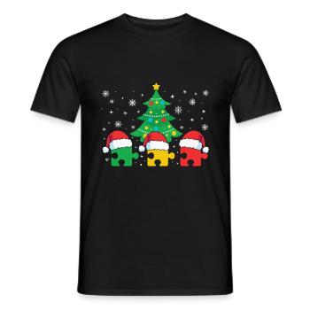 Autisme Citation Noël Autisme Sensibilisation Puzzle - T-shirt homme - noir - Devant - AI Model Male 178 light (178cm)