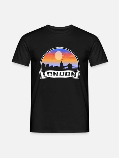 London England Skyline Vintage Sonnenuntergang Reise Souve - Männer T-Shirt - Schwarz