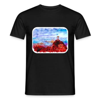 Rio de Janeiro Brésil Aquarelle Dessin - T-shirt homme - noir - Devant - AI Model Male 178 light (178cm)