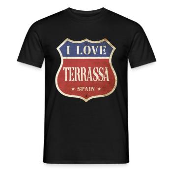Terrassa Spanien Stadt I Love Vintage Retro - Männer T-Shirt - Schwarz - Vorne - AI Model Male 178 light (178cm)