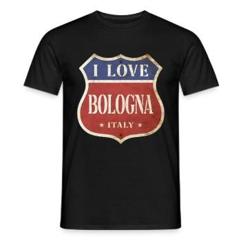 Bologna Italy City I Love Vintage Retro Sign - Men's T-Shirt - black - Front - AI Model Male 178 light (178cm)