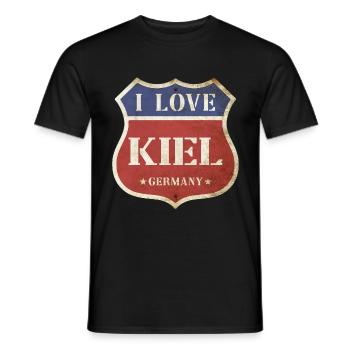Kiel Allemagne Ville J’aime Vintage Rétro - T-shirt homme - noir - Devant - AI Model Male 178 light (178cm)