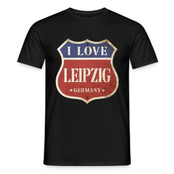 Leipzig Deutschland Stadt I Love Vintage Retro - Männer T-Shirt - Schwarz - Vorne - AI Model Male 178 light (178cm)