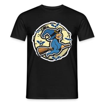 Sorcière au balai de sorcière Halloween - T-shirt homme - noir - Devant - AI Model Male 178 light (178cm)