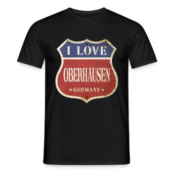 Oberhausen Germany City I Love Vintage Retro - Men's T-Shirt - black - Front - AI Model Male 178 light (178cm)