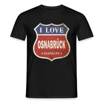 Osnabrück Germany City I Love Vintage Retro - Men's T-Shirt - black - Front - AI Model Male 178 light (178cm)