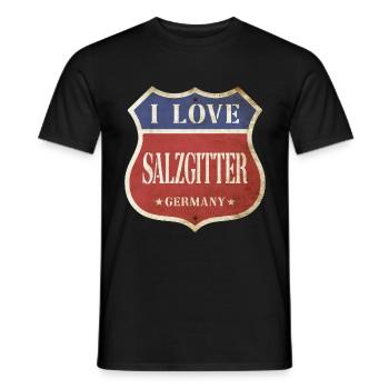 Salzgitter Germany City I Love Vintage Retro - Men's T-Shirt - black - Front - AI Model Male 178 light (178cm)