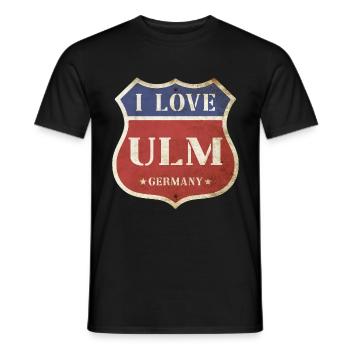 Ulm Deutschland Stadt I Love Vintage Retro Schild - Männer T-Shirt - Schwarz - Vorne - AI Model Male 178 light (178cm)