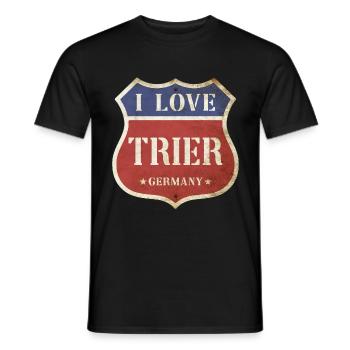 Trier Germany City I Love Vintage Retro - Men's T-Shirt - black - Front - AI Model Male 178 light (178cm)