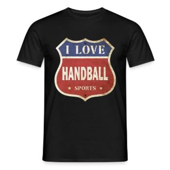 Handball I Love Vintage Retro Schild Route Sport - Männer T-Shirt - Schwarz - Vorne - AI Model Male 178 light (178cm)