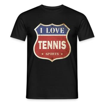 Tennis I Love Vintage Retro Shield Route Sport - T-shirt homme - noir - Devant - AI Model Male 178 light (178cm)