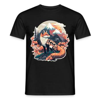 Fox Japan Fleur de cerisier Rétro Japonais - T-shirt homme - noir - Devant - AI Model Male 178 light (178cm)