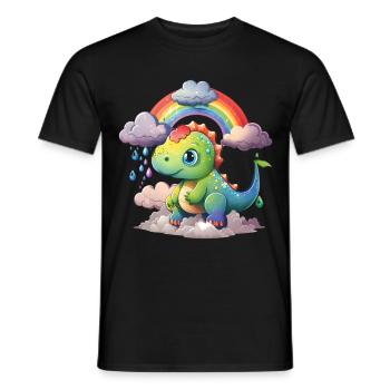 Dinosaurier Dino Baby Regenbogen Geschenk - Männer T-Shirt - Schwarz - Vorne - AI Model Male 178 light (178cm)