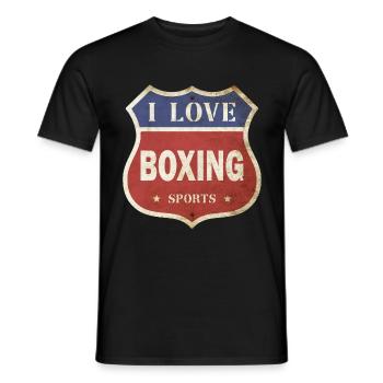 I Love Boxing Boxing Boxing Match Vintage Shield Route - Men's T-Shirt - black - Front - AI Model Male 178 light (178cm)