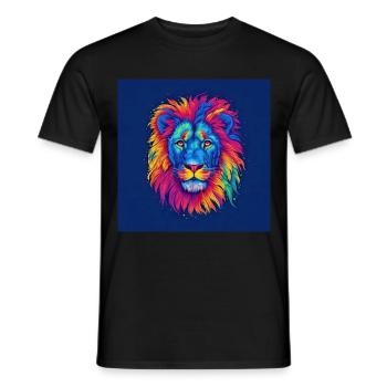 Pride of Colors: A Colorful Lion Art Print - Men's T-Shirt - black - Front - AI Model Male 178 light (178cm)