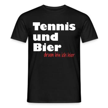 tennis und bier drum bin ich hier weiss - Männer T-Shirt - Schwarz - Vorne - AI Model Male 178 light (178cm)