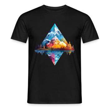 Natur Abenteuer Wildnis Berge Wald Bäume Bunt - Männer T-Shirt - Schwarz - Vorne - AI Model Male 178 light (178cm)