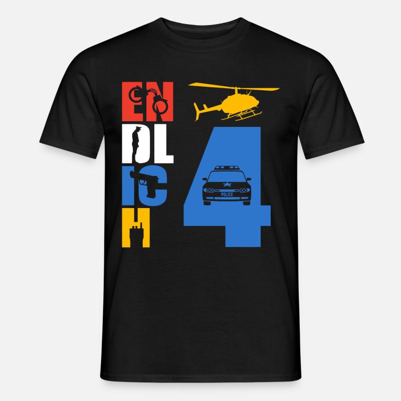 Endlich 4 Polizei - Männer T-Shirt - Schwarz