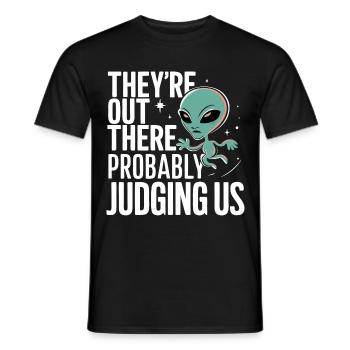 Alien UFO Aliens Außerirdischer - Men's T-Shirt - black - Front - AI Model Male 178 light (178cm)